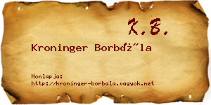 Kroninger Borbála névjegykártya